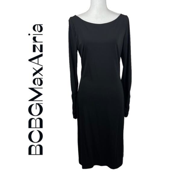BCBGMaxAzria Black Long Sleeve Dress Size M - Picture 2 of 12